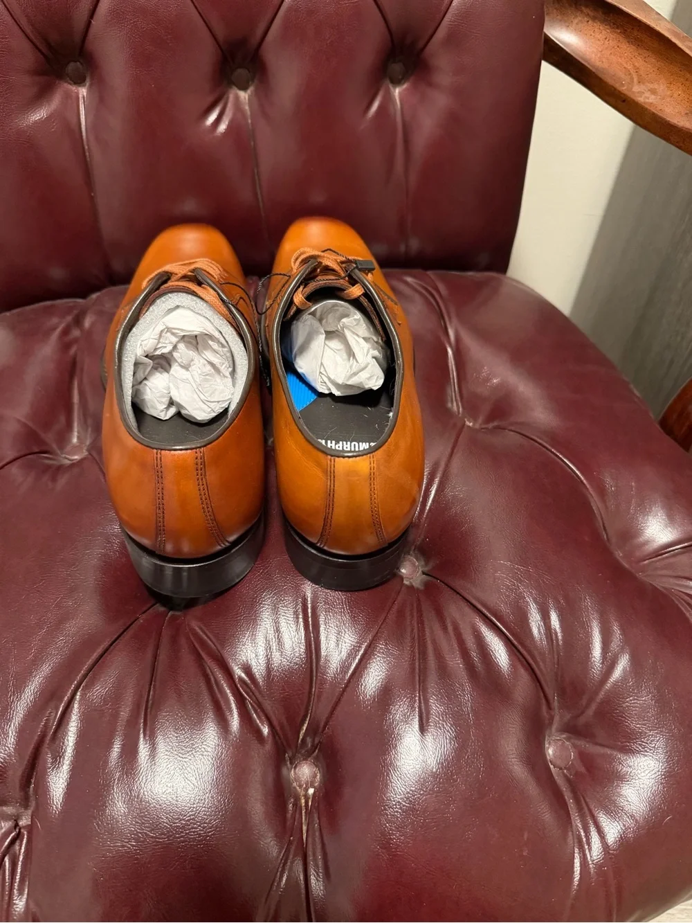 Johnston & Murphy Cognac Leather Lace-Up Oxfords